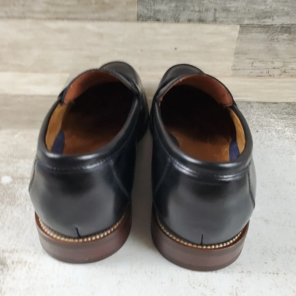 Florsheim Rucci Mens Penny Loafers Sz 8.5 M Black Leather Moc Toe Slip On Shoes